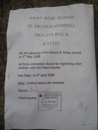 Notice about Jersey School