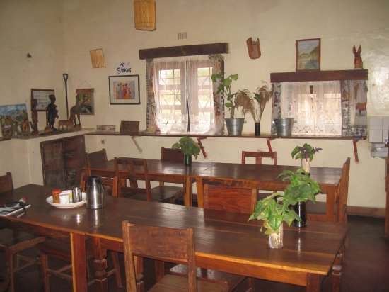 chairs and tables all made on-site by volunteers