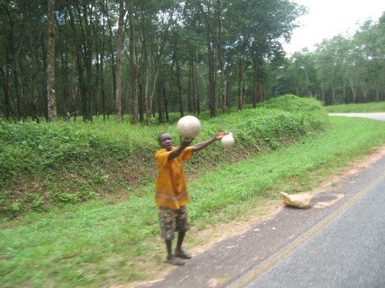 boy selling rubber band balls