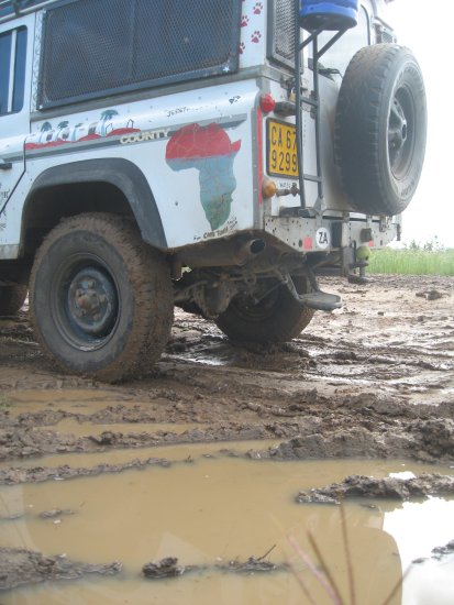 We had to deflate Foxy's tires for mud use