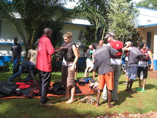 getting our life jackets and helmets