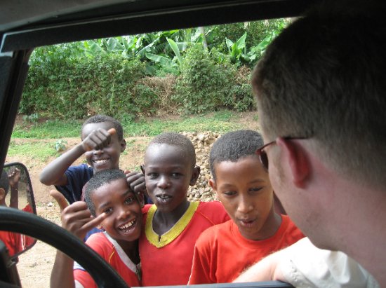 Matt chatting to excited kids