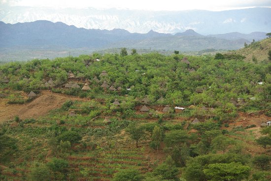 huts on mountainside