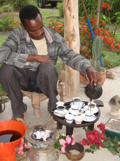 Ethiopian coffee ceremony at Adenium Camp