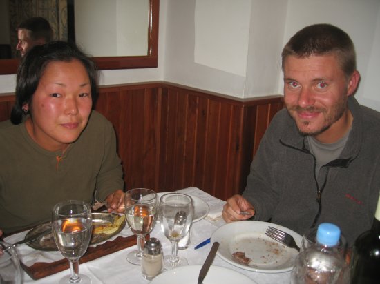 Chiho and Christoph full of Italian food