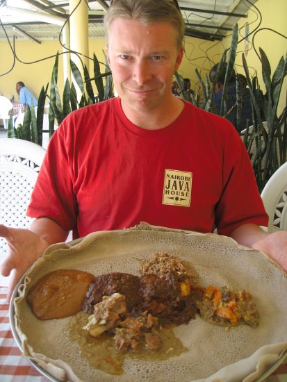 an injera feast at Ghenet Hotel Restaurant