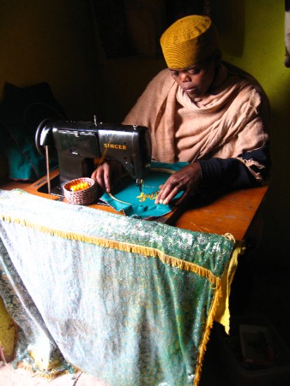 local woman sewing