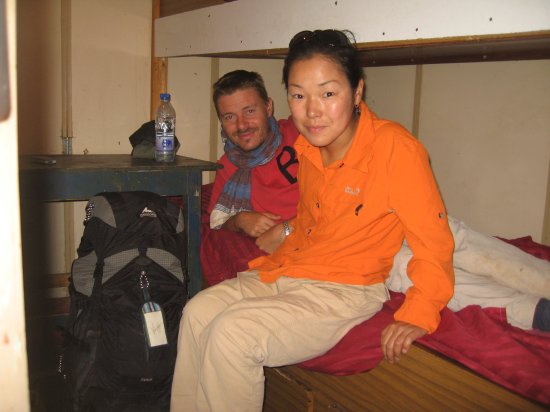 Chiho and Christoph waiting to get off