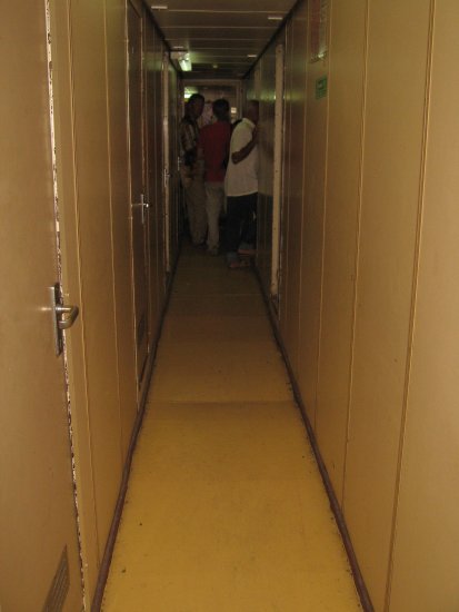 narrow hallway in 1st class ferry hall