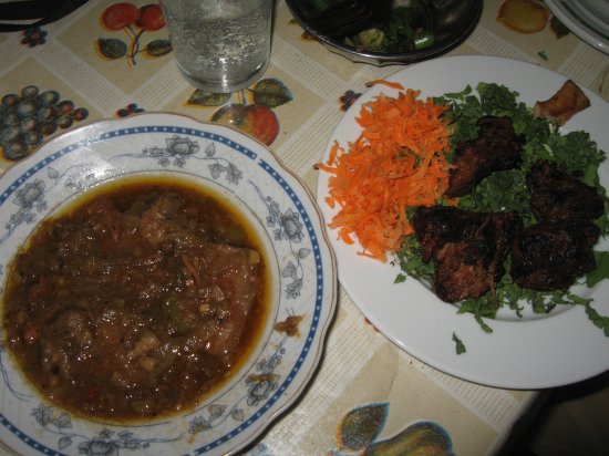 camel stew and shishkebab