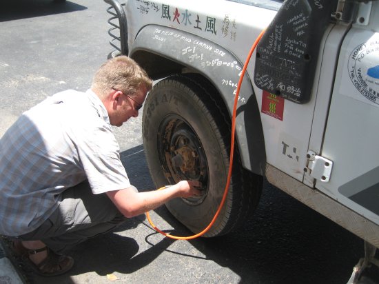 pumping up Foxy's tires after a week of no us