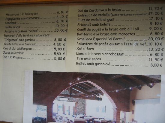 menu was all in Catalan