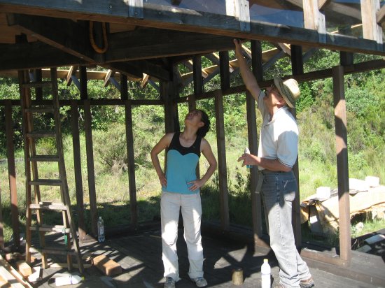 inspecting Dieter's forest hut