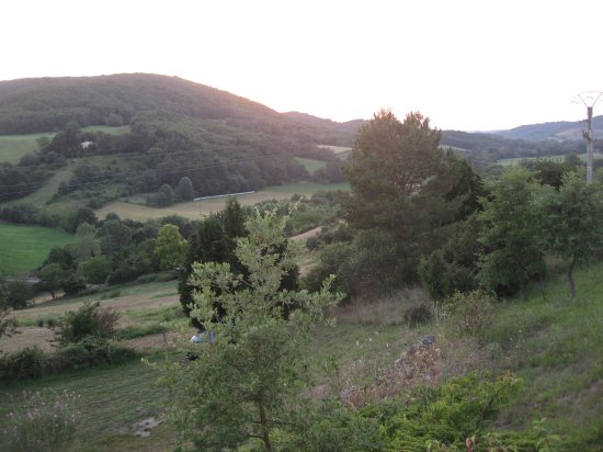 View of sunset from Le Chalet's balcony.