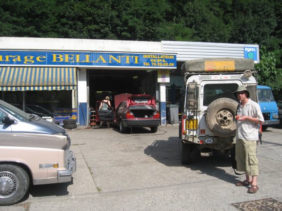 at a garage in Albertville, France