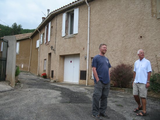 Matt and Graham outside his home