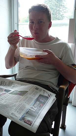 lunch in the laundry room