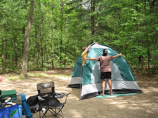 setting up tent