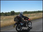 Motorcyclist on way from Angola to Zambia...