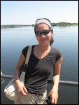 Sweaty Bonnie on Zambezi ferry crossing