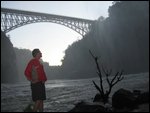 Matt looking up to Zimbabwe over bridge