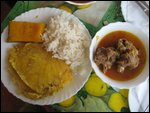 Matoke and goat stew lunch