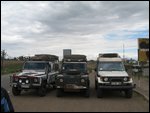 2 Landy's and 1 Toyota at Equator