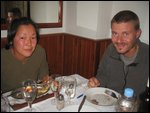 Chiho and Christoph full of Italian food