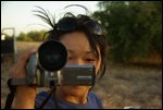 Chiho filming at bush camp