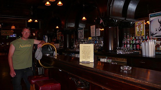 Matt ordering a drink at Saloon 10